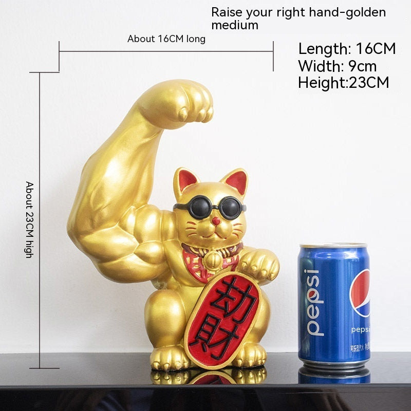 Lucky Cat Ornaments With Muscle Arms