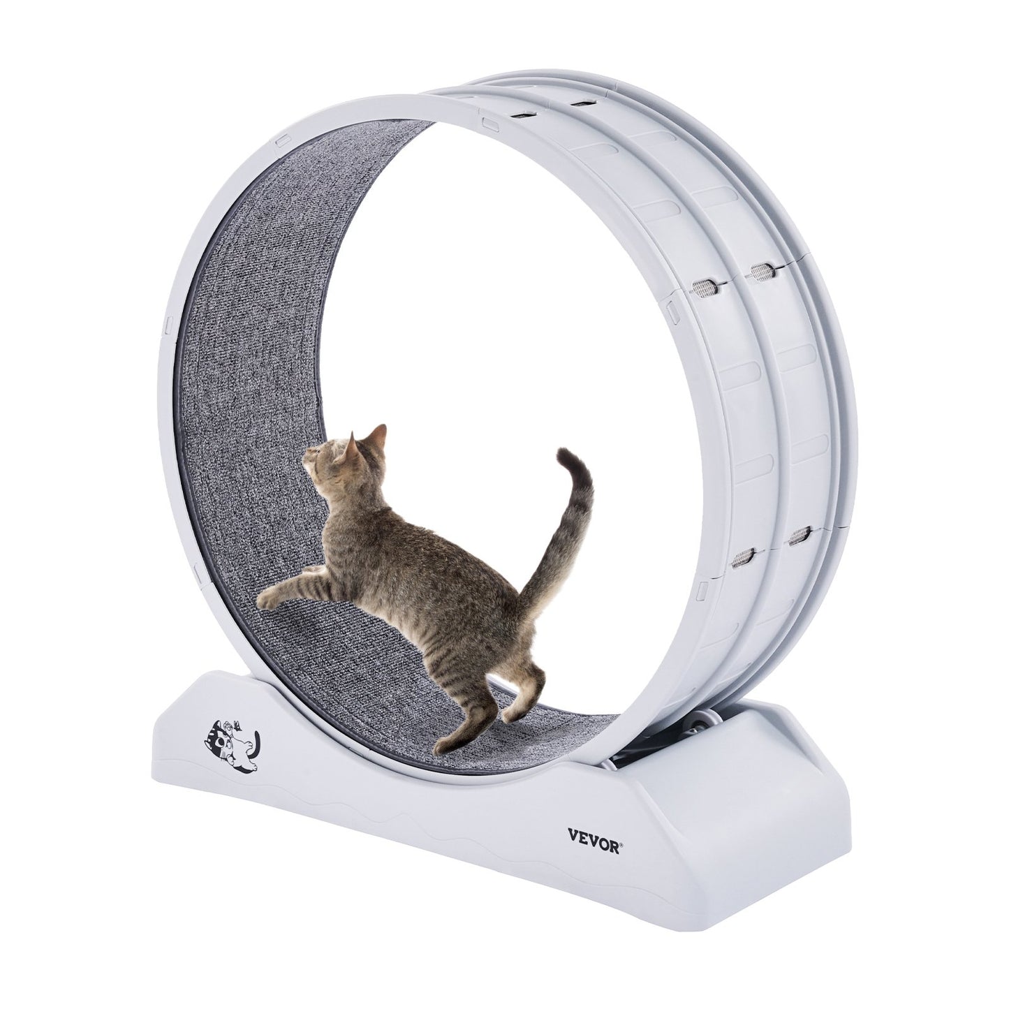 Roue de course interactive pour chat d'intérieur – Diamètre 80 cm – Tapis d'exercice blanc