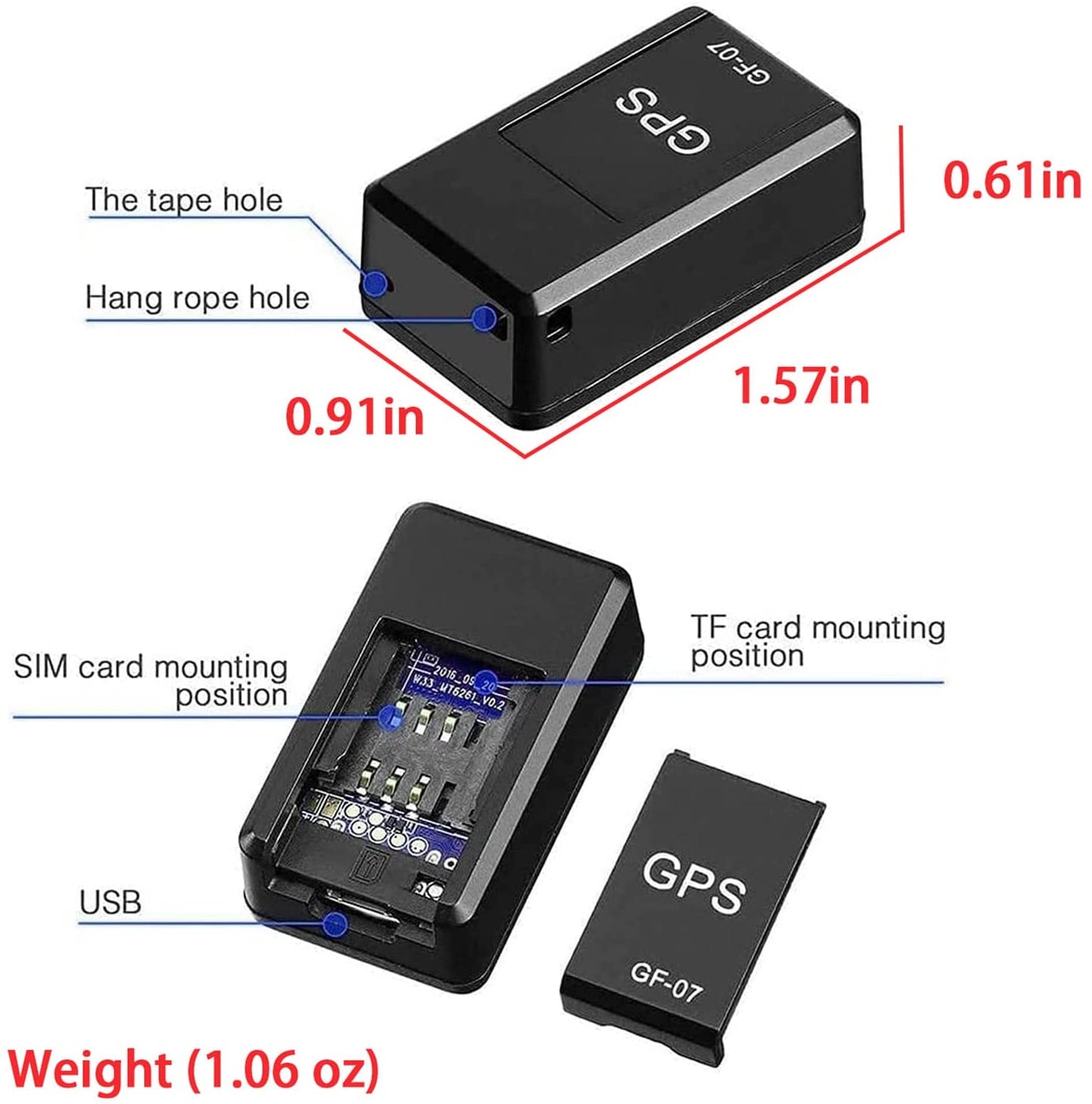 Traceur GPS avec émetteur magnétique, suivi en temps réel, alarme SOS et SMS pour véhicule