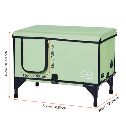 VEVOR Niche chauffante surélevée pour chat, abri rectangulaire vert avec coussin chauffant inclus - Taille M