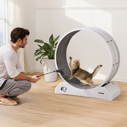 Roue de course interactive pour chat d'intérieur – Diamètre 80 cm – Tapis d'exercice blanc