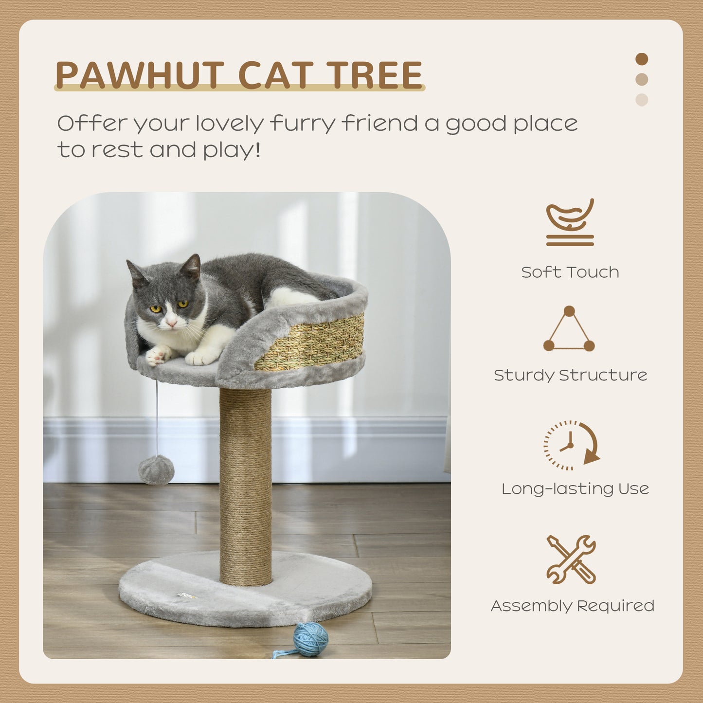Arbre à chat PawHut avec poteaux à griffer, gris