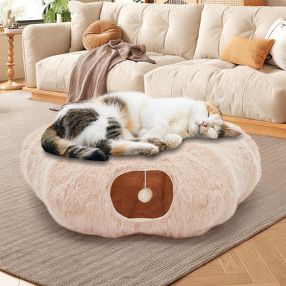 Tunnel interactif "Donut" en peluche pour chat et lapin - Design Peekaboo