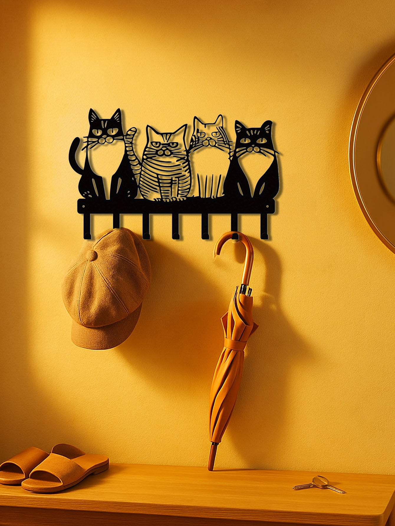 Patère murale chat mignon – adorable décoration en forme de chat pour la maison, crochets muraux solides en métal