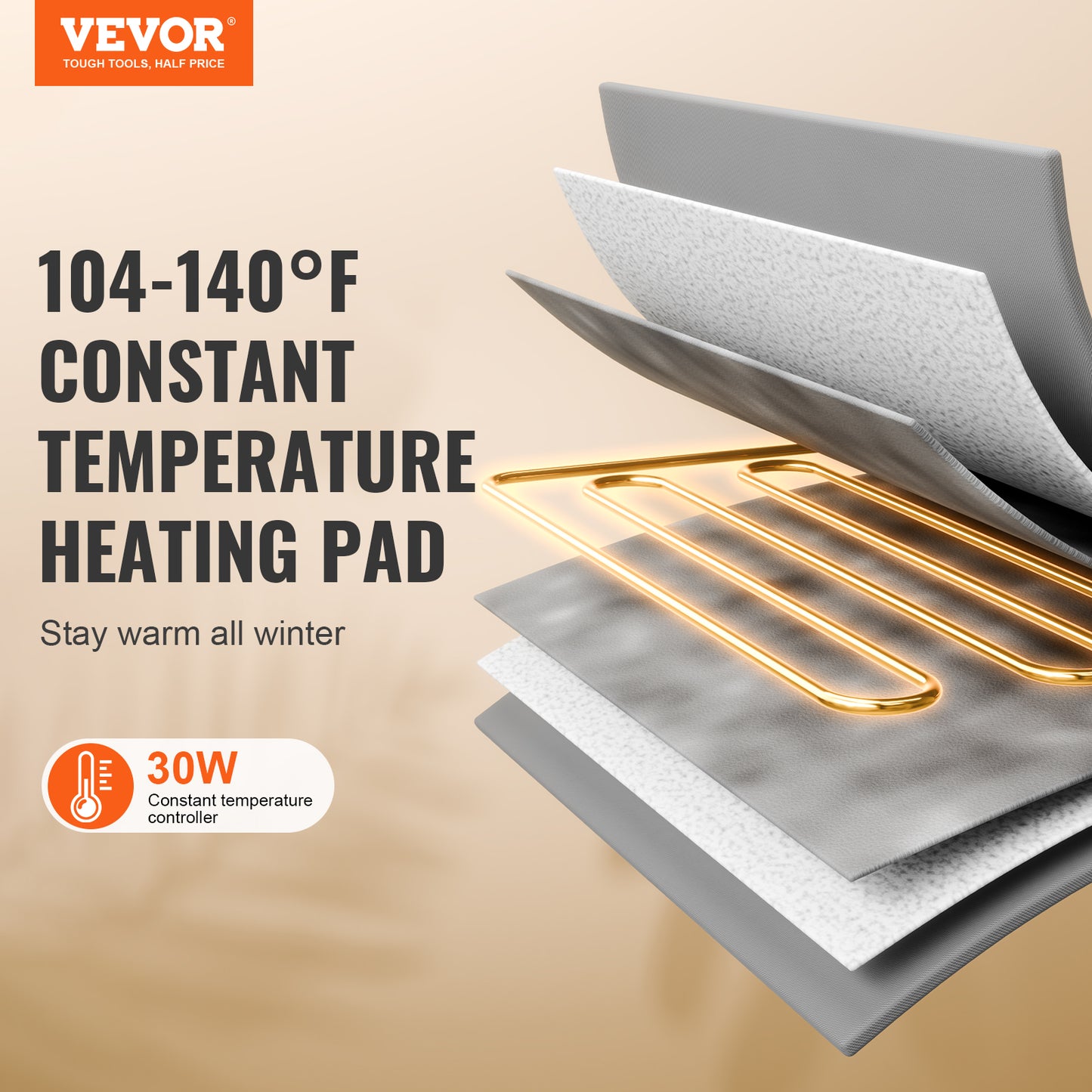 VEVOR Niche chauffante surélevée pour chat, abri rectangulaire vert avec coussin chauffant inclus - Taille M