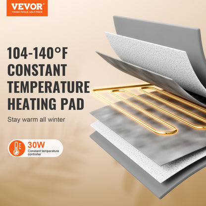 VEVOR Niche chauffante surélevée pour chat, abri rectangulaire vert avec coussin chauffant inclus - Taille M