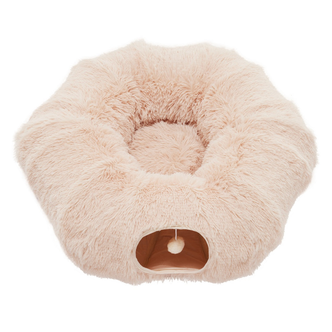 Tunnel interactif "Donut" en peluche pour chat et lapin - Design Peekaboo