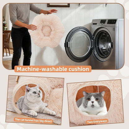 Tunnel interactif "Donut" en peluche pour chat et lapin - Design Peekaboo