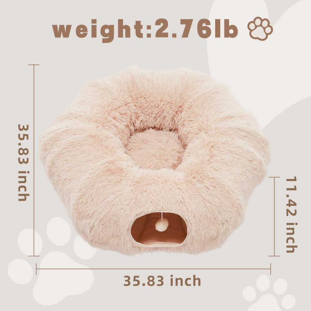 Tunnel interactif "Donut" en peluche pour chat et lapin - Design Peekaboo