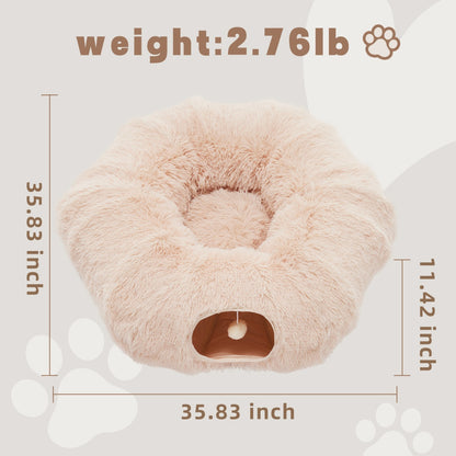 Tunnel interactif "Donut" en peluche pour chat et lapin - Design Peekaboo