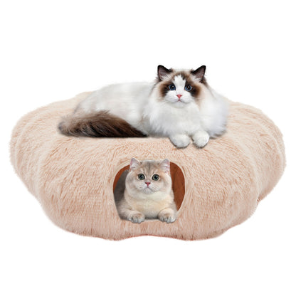 Tunnel interactif "Donut" en peluche pour chat et lapin - Design Peekaboo