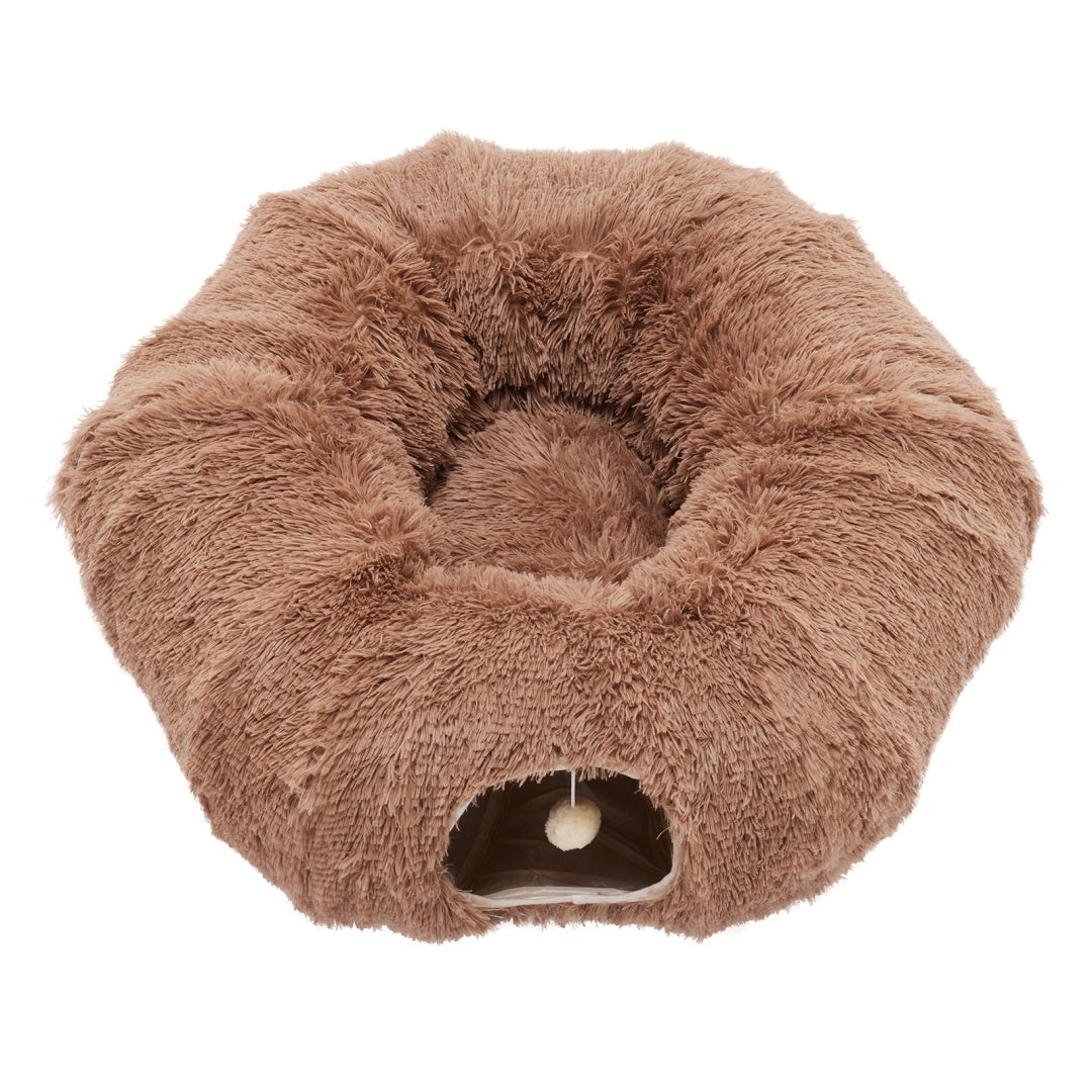 Tunnel interactif "Donut" en peluche pour chat et lapin - Design Peekaboo