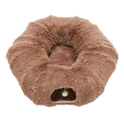 Tunnel interactif "Donut" en peluche pour chat et lapin - Design Peekaboo