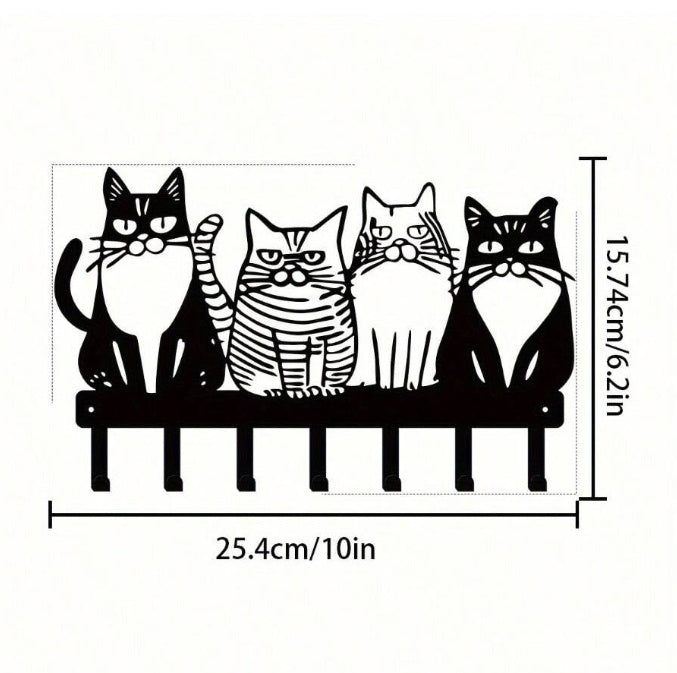 Patère murale chat mignon – adorable décoration en forme de chat pour la maison, crochets muraux solides en métal
