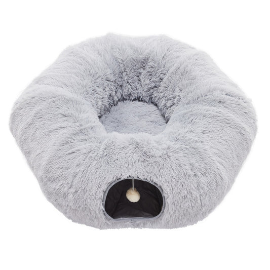 Tunnel interactif "Donut" en peluche pour chat et lapin - Design Peekaboo
