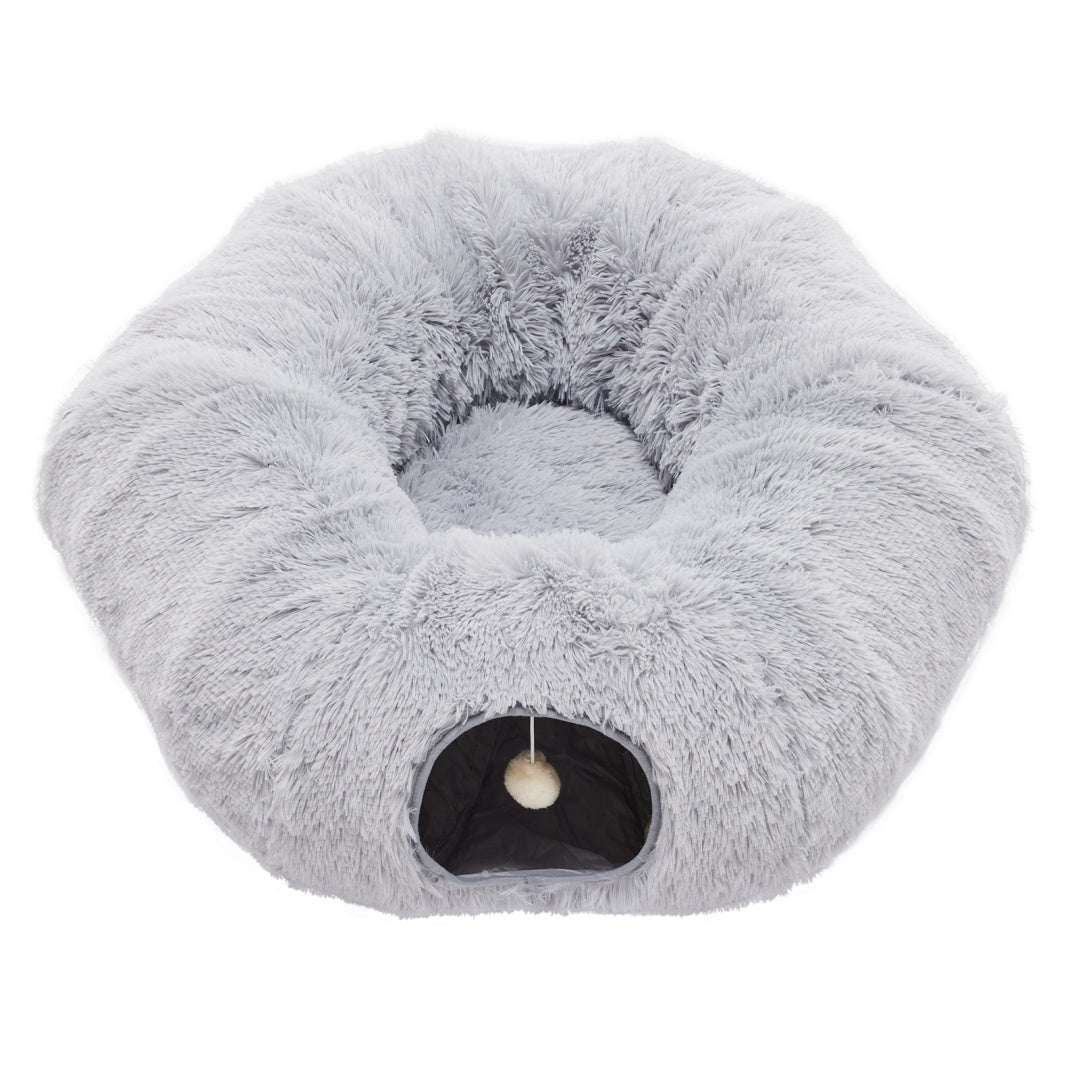Tunnel interactif "Donut" en peluche pour chat et lapin - Design Peekaboo