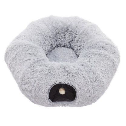 Tunnel interactif "Donut" en peluche pour chat et lapin - Design Peekaboo