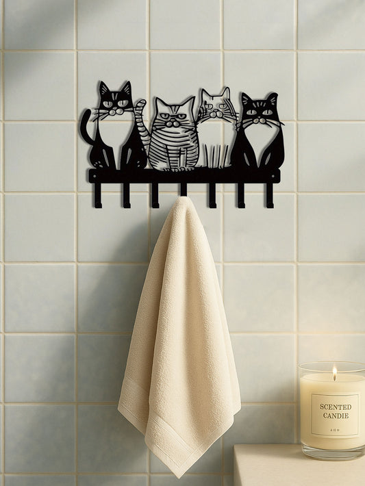 Patère murale chat mignon – adorable décoration en forme de chat pour la maison, crochets muraux solides en métal