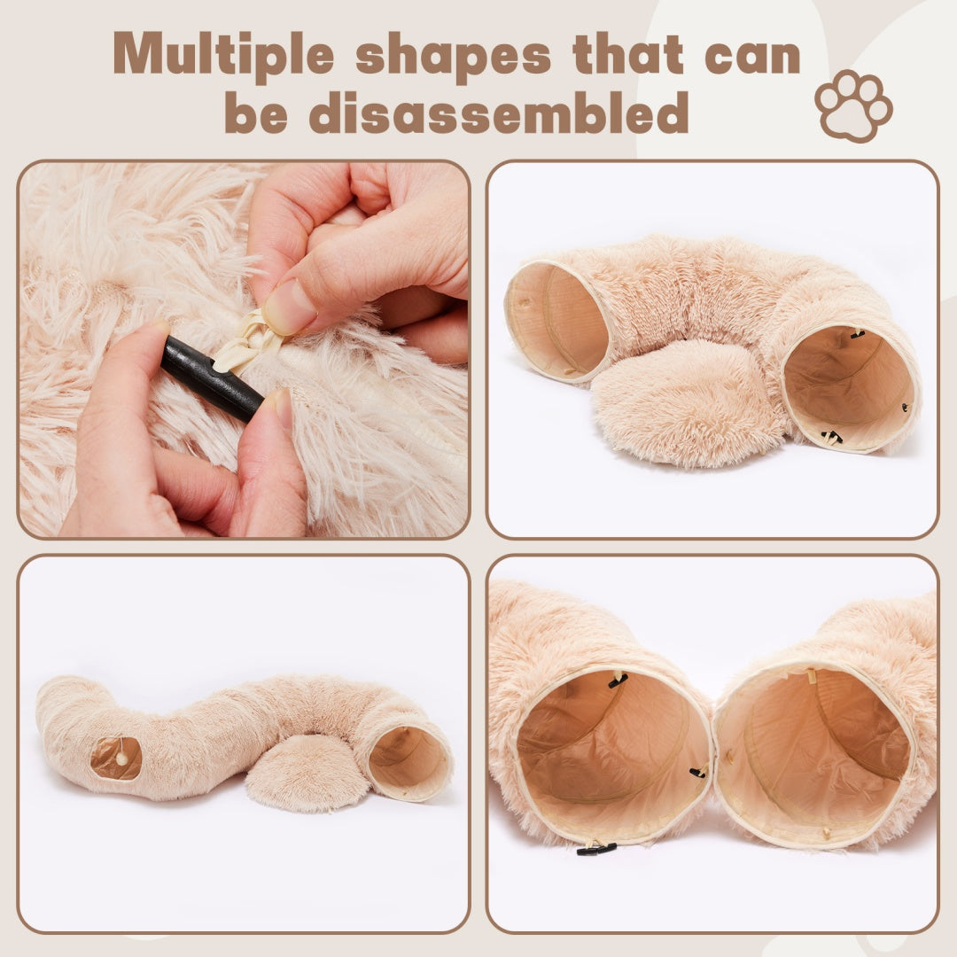 Tunnel interactif "Donut" en peluche pour chat et lapin - Design Peekaboo